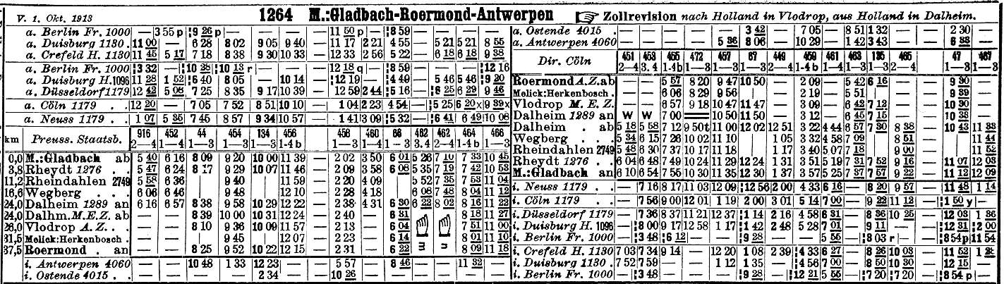 Fahrplan von 1913