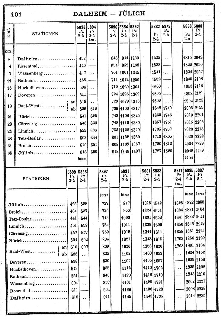 Fahrplan von 1924