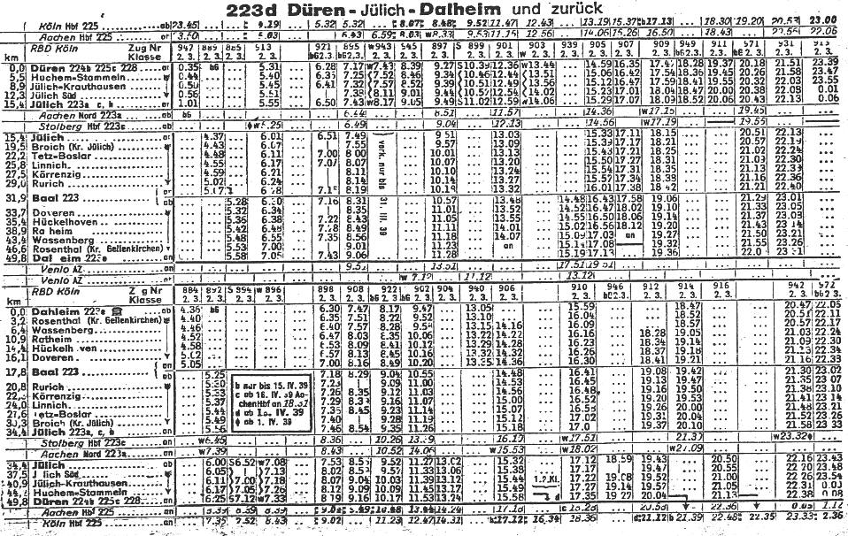 Fahrplan von 1938