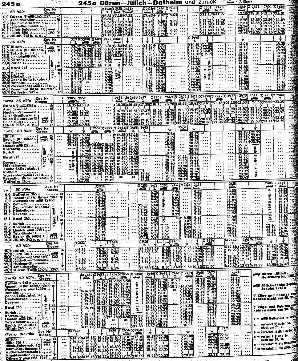 Fahrplan von 1957