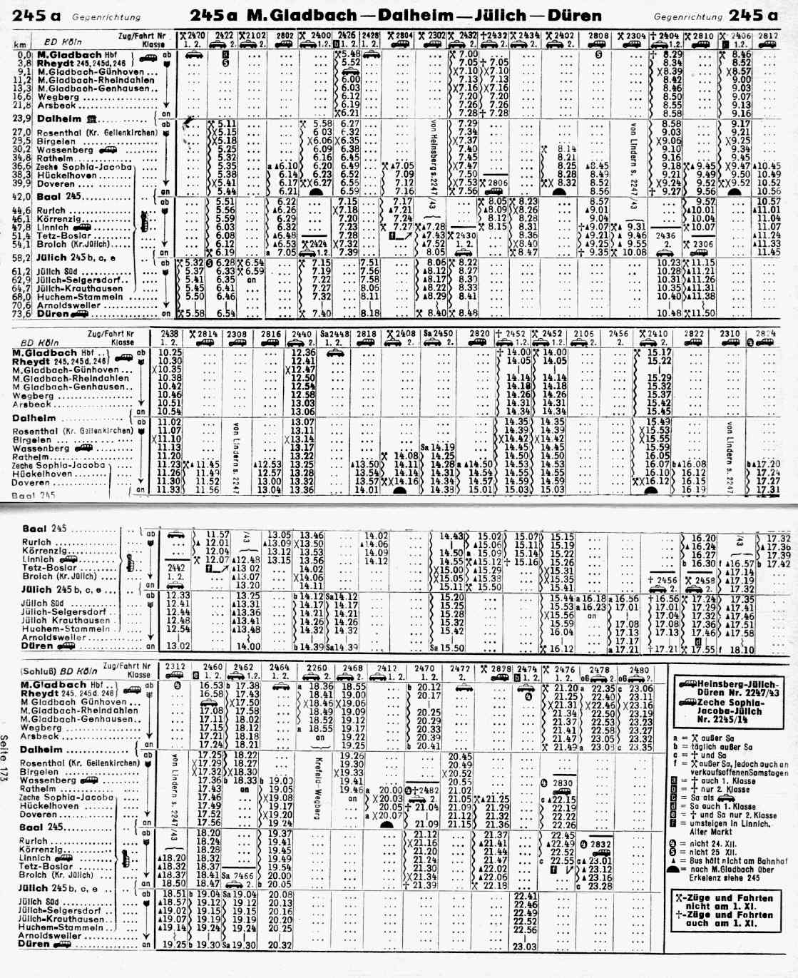 Fahrplan von 1961