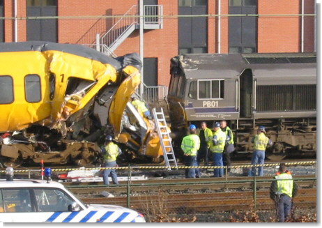 Der Kontaktpunkt der beiden Züge in Roermond am 20.3.03